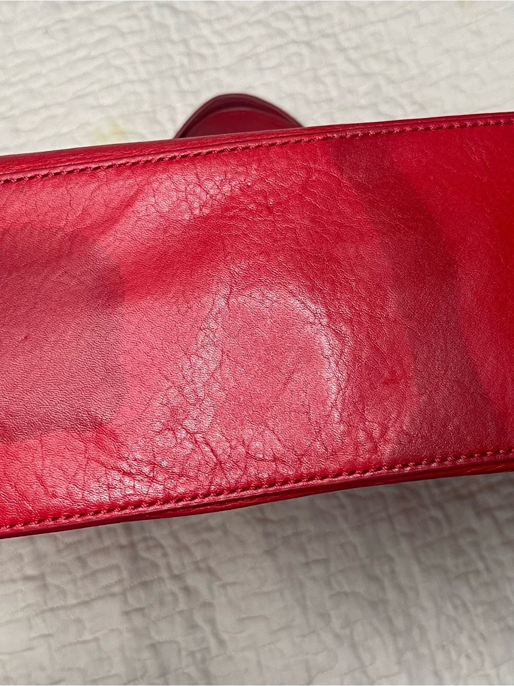 Tory Burch Ella Red Leather Large Logo Tote Bag - Picture 10 of 14